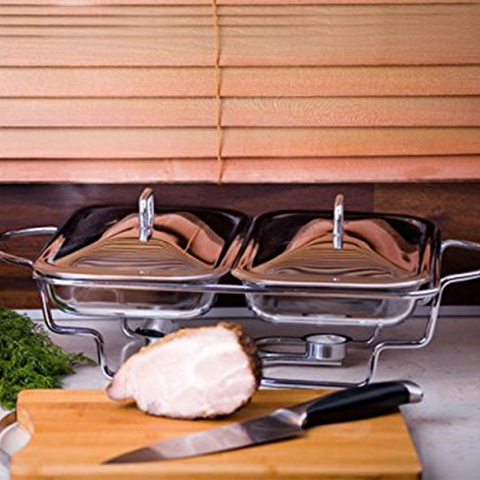 Glass Food Warmer With Stainless Steel Lid