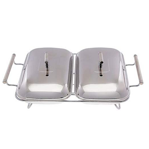 Prim Inox Double Glass Rectangular Food Warmer Set
