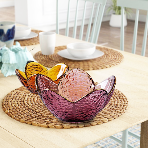 Modern Lily Glass Serving Bowl
