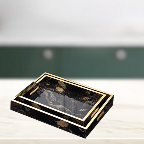 Pair of Abstract Design Trays