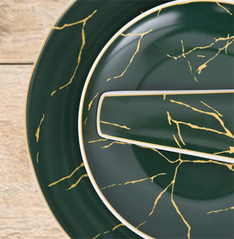 8Pcs Green Marble Ceramic Cake Set