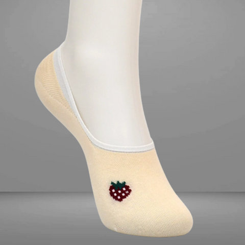 5 Packs Berry Design Premium Cotton No Show Ankle Socks