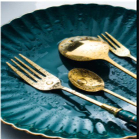 4Pcs Stainless Steel Green Marblene Cutlery Set