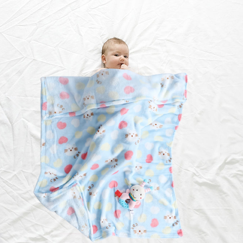 Fleece Snugy Cat Design Baby Blanket With Stuffed Toy