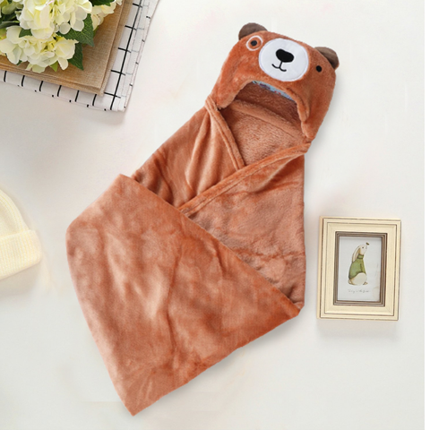 Sheath Grizzly Bear Brown Fleece Hoodie Baby Blanket