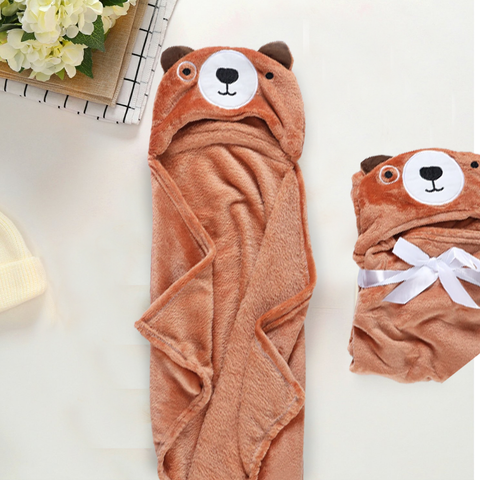 Sheath Grizzly Bear Brown Fleece Hoodie Baby Blanket