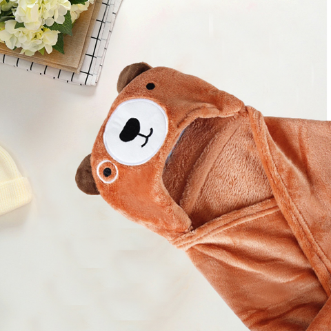 Sheath Grizzly Bear Brown Fleece Hoodie Baby Blanket