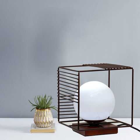 Eclipse Wooden Base Rectangular Table Lamp