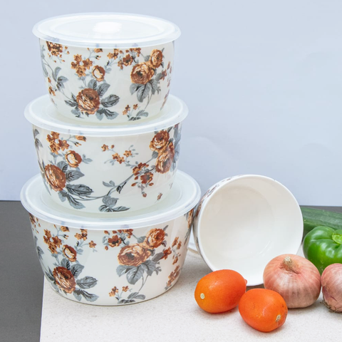 4Pcs Blossom Ceramic Sealed Bowls