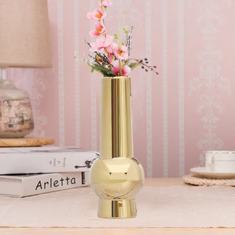 Shiny Gold Coated Elegant Centerpiece Ceramic Vase