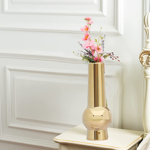 Shiny Gold Coated Elegant Centerpiece Ceramic Vase