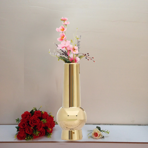 Shiny Gold Coated Elegant Centerpiece Ceramic Vase