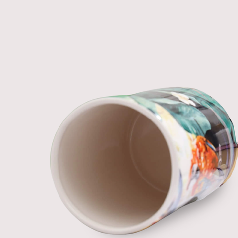 Antique Tropical Ritzy Ceramic Vase With Lid