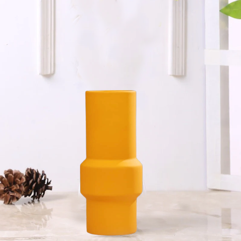 Matte Mustard Pole Centerpiece Ceramic Vase