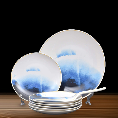 8Pcs Sapphire Ceramic Cake Set