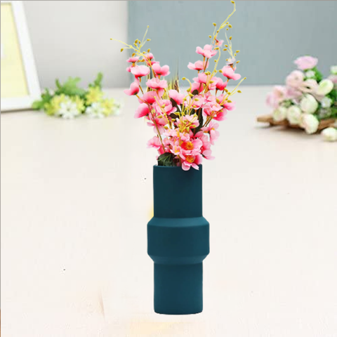 Matte Teal Pole Centerpiece Ceramic Vase