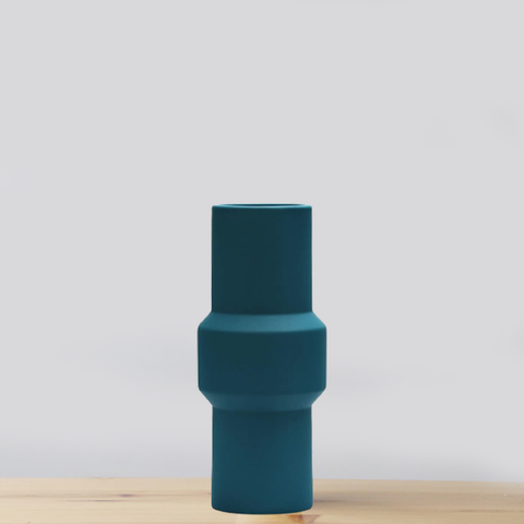 Matte Teal Pole Centerpiece Ceramic Vase