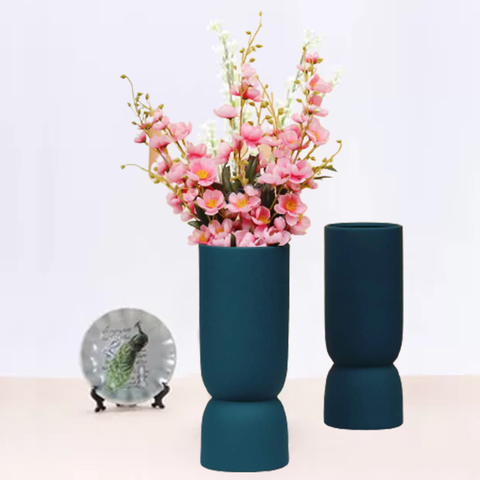 Matte Teal Elegant Centerpiece Ceramic Vase