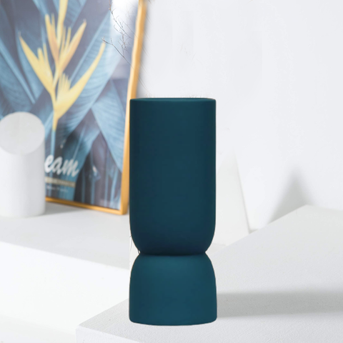 Matte Teal Elegant Centerpiece Ceramic Vase
