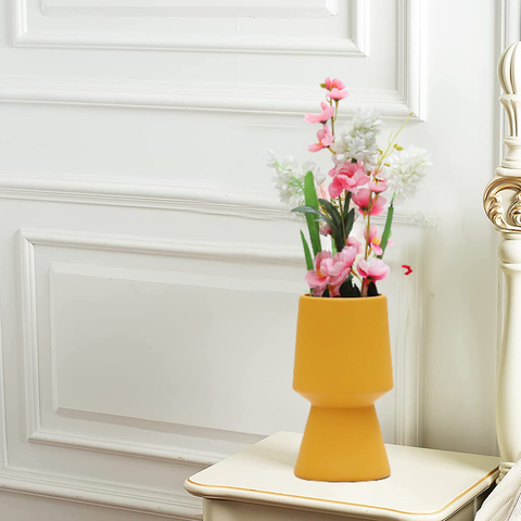 Matte Mustard Elegant Centerpiece Ceramic Vase