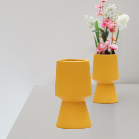Matte Mustard Elegant Centerpiece Ceramic Vase