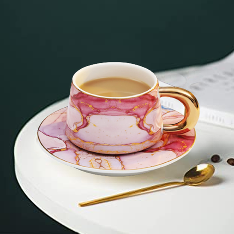 Wavy Marble Bone China Cup