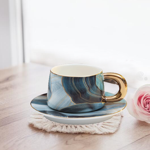 Wavy Marble Bone China Cup