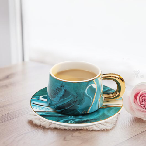 Wavy Marble Bone China Cup