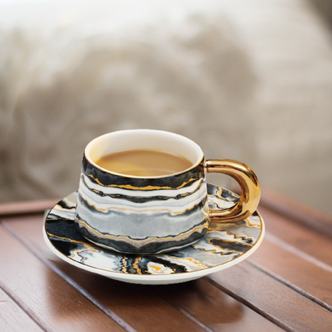 Wavy Marble Bone China Cup
