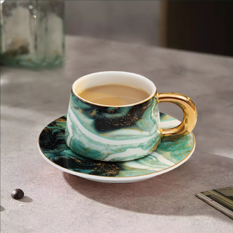 Wavy Marble Bone China Cup