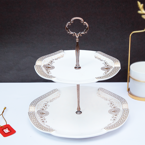 2 Tier Ceramic Versace Pattern Dessert Serving Tray