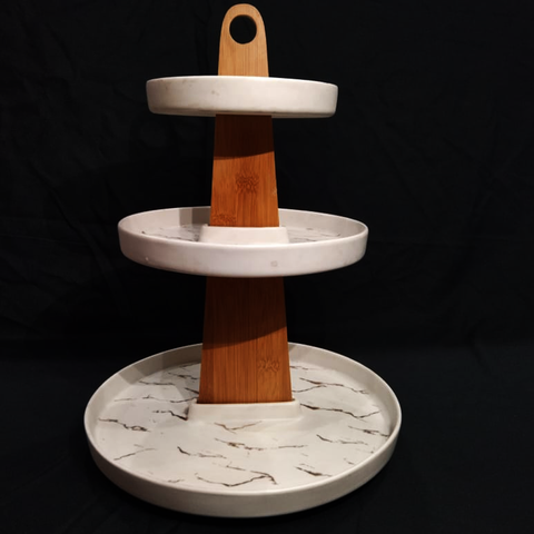 3 Tier Cake Serving Tray- Wooden Stand