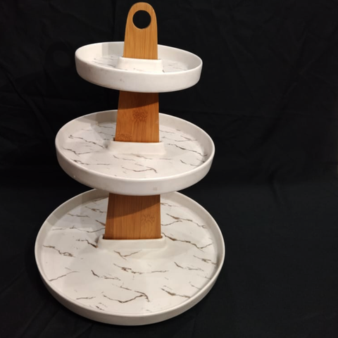 3 Tier Cake Serving Tray- Wooden Stand