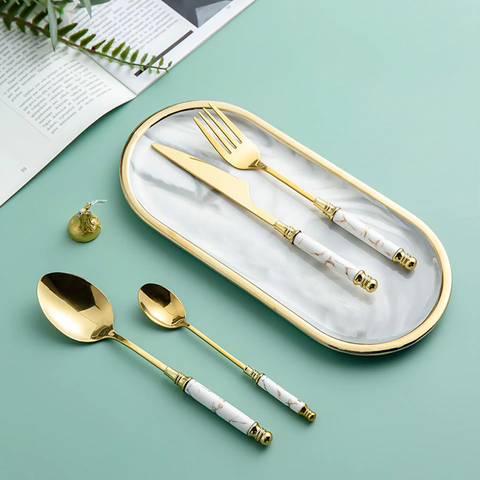 4Pcs Stainless Steel Gold Cutlery Set