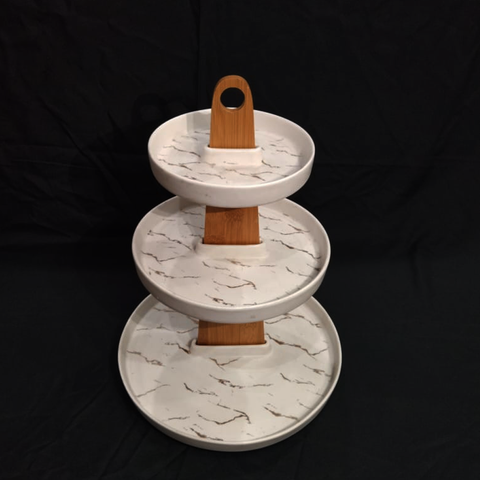 3 Tier Cake Serving Tray- Wooden Stand