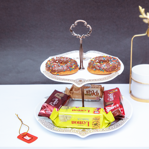 2 Tier Ceramic Versace Pattern Dessert Serving Tray