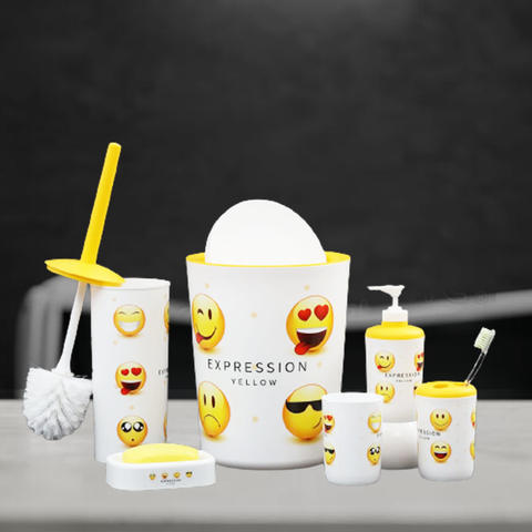 7Pcs Emoji Style Plasticware Bath Set
