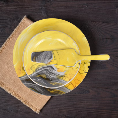 8Pcs Mustard Ceramic Cake Set