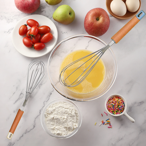Egg Beater Whisk With Wooden Handle