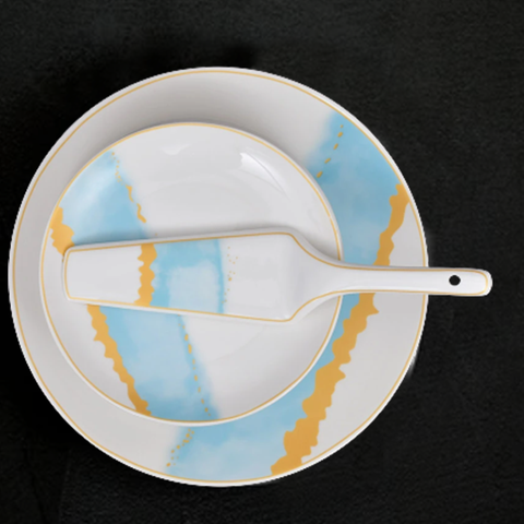 8Pcs Aqua Ceramic Cake Set