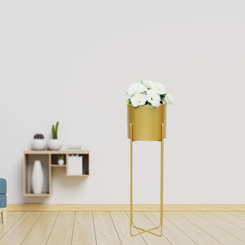Gold Planter Flower Pot With Gold Stand