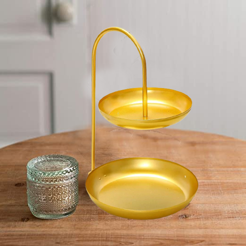 Serving Stand Gold Metallic- 2 Tier