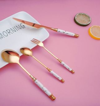 4Pcs Stainless Steel Gold Cutlery Set