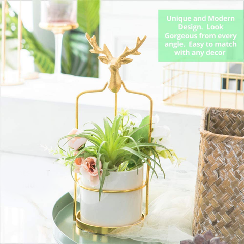 Antler Ceramic Planter Pot Deer