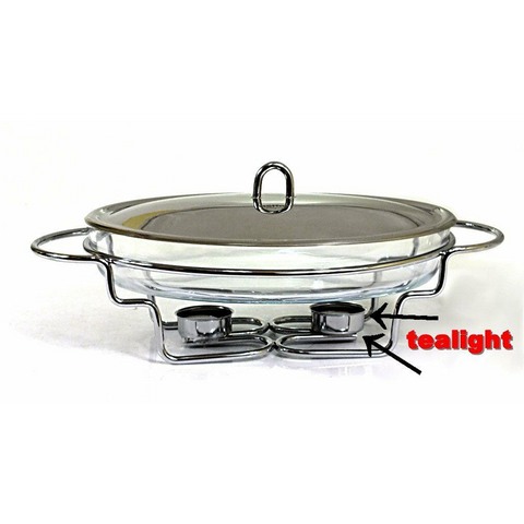 Glass Food Warmer With Metal Lid
