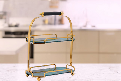 2 Tier Nordic Sea Green Serving Tray