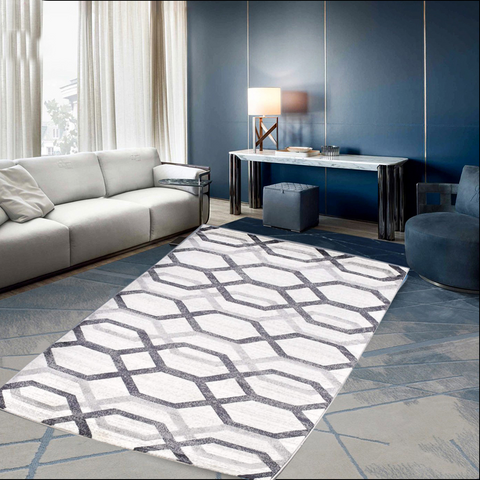 Black Mosaic Thick And Cozy Floor Rug