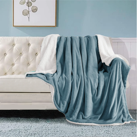Teal Sherpa Throw Blanket