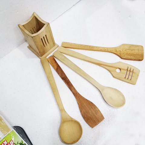 Bamboo Wooden Serving Spoon Set