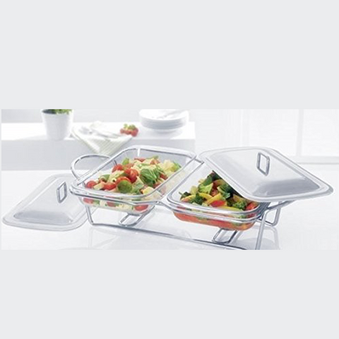 Glass Food Warmer With Stainless Steel Lid